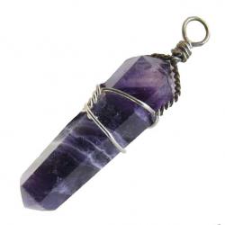 Amethyst Hexagon Wire Wrapped Pendant